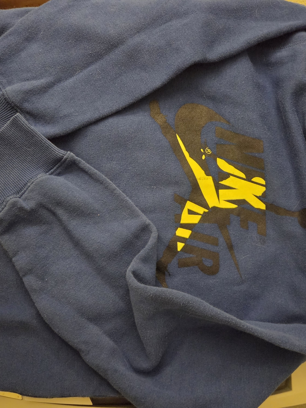 Nike Kids Navy Pullover Hoodie with Yellow Logo